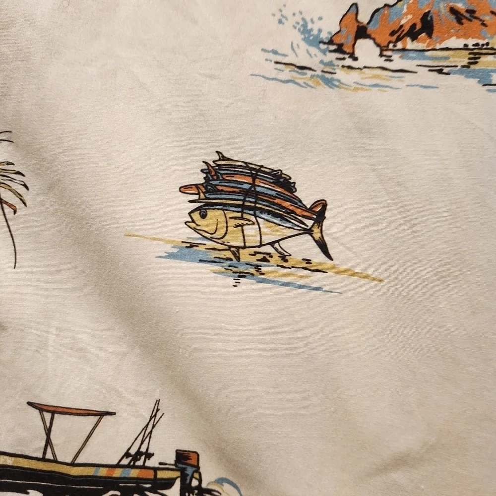 Salty Crew Men’s XL Hawaiian Fishing Shirt Boats Lobsters Surf Tropical Print - Picture 12 of 16